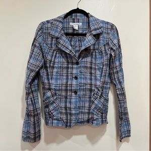 Stewart Brown Organic Button Down Plaid Top